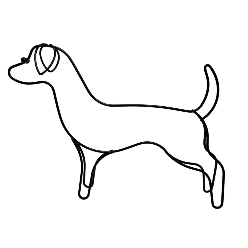 Black Metal Wire Dog Silhouette Sculpture Modern Industrial Home Decor Vintage